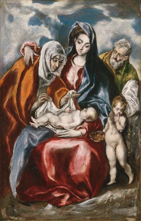 El Greco The Holy Family with St Anne and the young St John Baptist (mk08) Norge oil painting art